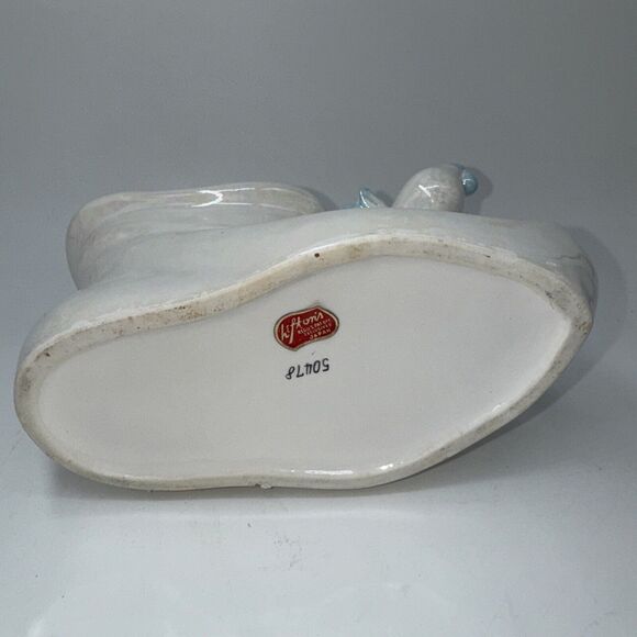 Vintage Lefton Pixie Elf On Boot Iridescent Planter Holiday Candy Dish 8" Japan - Picture 8 of 10